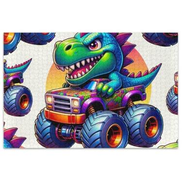 Imagem de Quebra-cabeça de desenho animado de dinossauro 3D para adultos, 1000 peças, natureza, fofo, animal, impressão, arte, quebra-cabeça, divertido, bobo