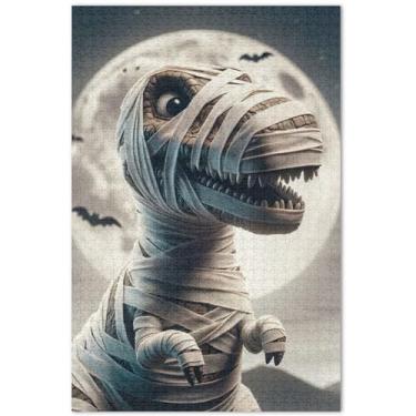 Imagem de Quebra-cabeça lua dinossauro Halloween 500 peças adulto elefante branco personalizado difícil decoração pintura animal, 50 x 37 centímetros