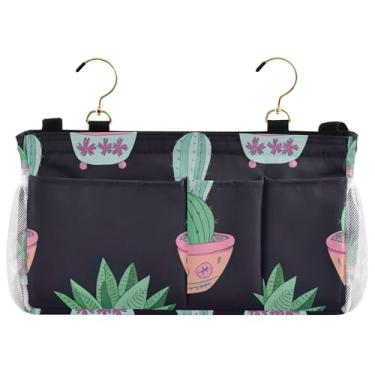 Imagem de TSENQUE Suporte lateral para cama de beliche com estampa de suculentas e cactos fofos, personalizados, porta-revistas