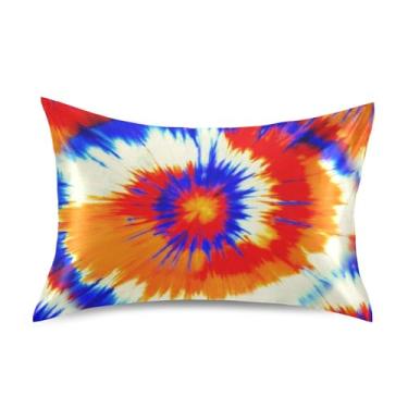Imagem de Fronhas legais laranja azul tie dye redemoinhos padrão queen king fronha de cetim refrescante para cama de casa sofá decorativo king size 101,6 cm x 50,8 cm