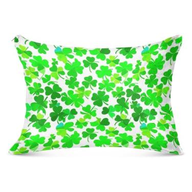 Imagem de Capa de travesseiro de flanela grande de folhas de trevo verde com zíper longo king queen tamanho padrão fronhas de cama extra macias, tamanho do corpo, 53 cm x 137 cm