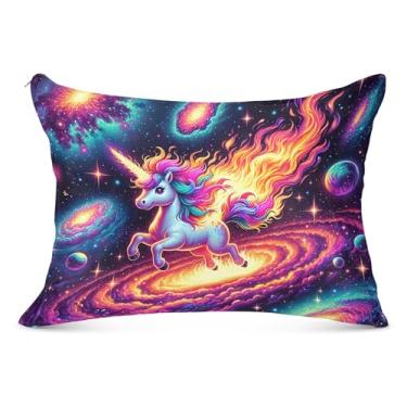 Imagem de Espaçosa Galaxy Unicórnio Grande Fronha Decorativa com Zíper Longa para o Corpo Fronha Padrão Queen King Capa de Fronha de Cama Bonita, Tamanho Corporal, 53 cm x 137 cm