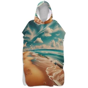 Imagem de Joisal Roupão de praia de areia para adultos, poncho de surfe, ponchos de praia absorventes para homens, toalha de banho com capuz de praia