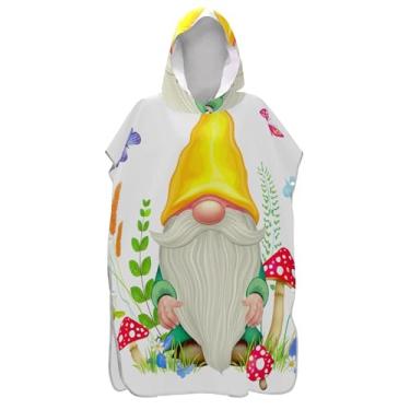 Imagem de Poncho de surfe para adultos trocador de roupa de banho com capuz bonito leve fofo gnomo primavera colorido unissex poncho adulto com capuz