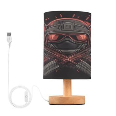 Imagem de Joisal Abajur de mesa de cabeceira LED vermelho com porta USB luminária de mesa redonda, lâmpadas pequenas decorativas