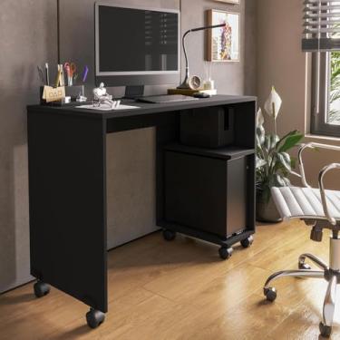 Imagem de Escrivaninha Beauty Mesa Computador Notebook Nicho Para Gabinete E Rodízios (preto)