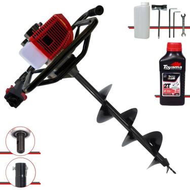 Imagem de Perfurador de Solo Trado Motorizado Anmax GD520B À Gasolina 2T 52cc 2,2HP 7.000rpm + Broca 80x20cm Para Elevação de Cercas + ÓLEO TOYAMA 2T