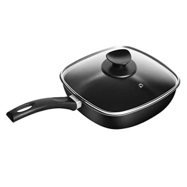 Imagem de Frigideira Quadrada Antiaderente Preto Funda Número 23 Tampa De Vidro Patolux