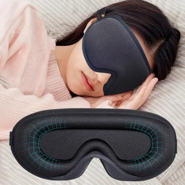 Imagem de Máscara de dormir 3D para mulheres e homens que dormem de lado, bloqueio de luz, bojo contornado, máscara de dormir macia e respirável com alça elástica ajustável para viagens