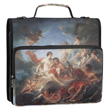 Imagem de 3 argolas de 3 anéis resistentes Fran?ois BoucheZr Venus pintura rococó com zíper organizador de fichários escolares bolsa com alça de ombro pasta de armazenamento de viagem com alça