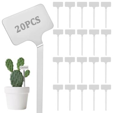 Imagem de UNICRAFTALE 20 peças de etiquetas de plantas de aço inoxidável 33 cm de comprimento, marcadores de plantas à prova d'água com 2 peças de canetas à base de água, gravação de metal, etiquetas de plantas