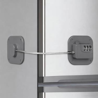 Imagem de Himake Trava de geladeira, trava de combinação para armários de geladeira, gavetas, trava de geladeira resistente, fácil instalação, sem necessidade de chaves (cinza - 1 pacote)