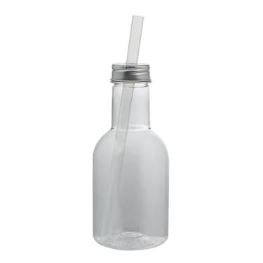 Imagem de Fun Express Copos de plástico de garrafa transparente com tampas e canudos (473 ml) 12 peças - Utensílios descartáveis para festas, celebrações e uso diário