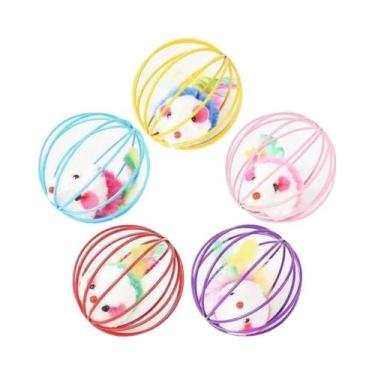 Imagem de Brinquedo De Pelúcia Colorido Para Gatos Simulação De Rato Bola Divert
