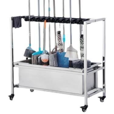 Imagem de Lavatório de esfregão de montagem no chão com pia drenagem/filtro, pia de esfregão comercial com bacia profunda, pia de esfregão de piso de aço inoxidável, balde de esfregão de banheira utilitária