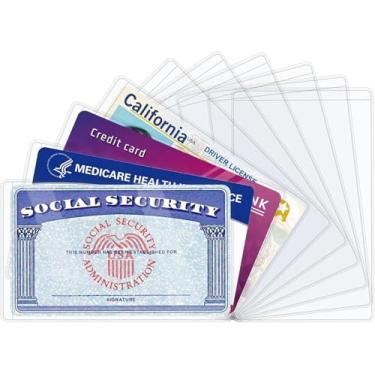 Imagem de Pacote com 10 capas de porta-cartões de PVC à prova d'água – Protetores transparentes flexíveis para cartões de identificação de segurança social, cartão de crédito, seguro, negócios e documentos de