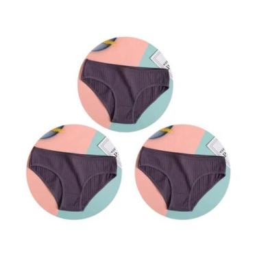 Imagem de Conjunto De 3 Calcinhas De Algodão Femininas De Cintura Baixa, Roupa Í