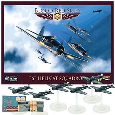 Imagem de Wargames Delivered Blood Red Skies - F6F Hellcat Squadron escala 1/200, jogo de combate aéreo da 2ª Guerra Mundial, kit de avião modelo para jogo de guerra em miniatura da Warlord Games