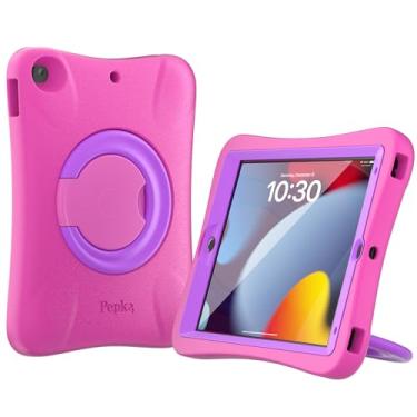 Imagem de Pepkoo Capa para iPad compatível com iPads 9ª, 8ª e 7ª geração, capa para tablet infantil, proteção total da tela e do corpo, capas protetoras antiderrapantes resistentes para iPad