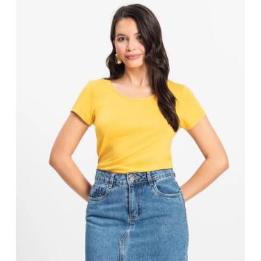 Imagem de Blusa Feminina Viscotorcion Básica Rovitex Amarelo, G, Amarelo