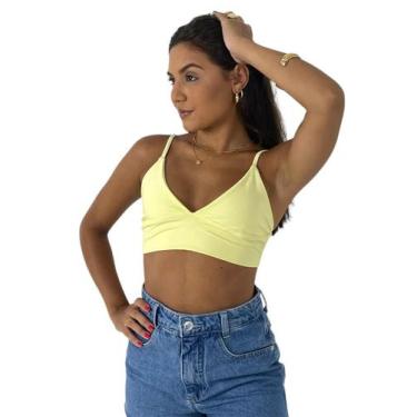 Imagem de Top Cropped Feminino Alcinha Decote Suplex Carioca - Use WM, Amarelo m