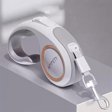 Imagem de KINNPET Coleira retrátil automática para animais de estimação para cães e gatos, fivela de liga cromada, trava de segurança, tomada em forma de U, alça ergonômica (branco neve, 5 m)