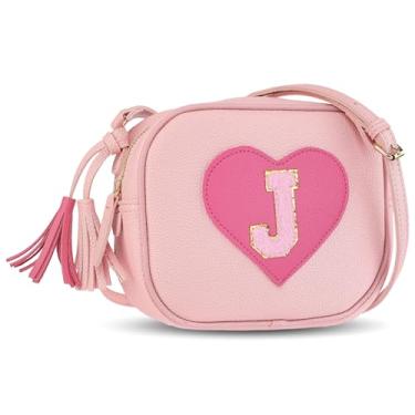 Imagem de JOJHDR Bolsa tiracolo com inicial personalizada para meninas, com borla, novidade para crianças, bolsa de ombro, presente de aniversário para crianças de 2 a 10 anos, J