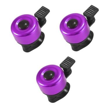 Imagem de Sino de bicicleta 2 pacotes com som melodioso alto clássico mini sino de bicicleta para crianças adultos buzina para scooter, mtb, bmx(3pcs purple)