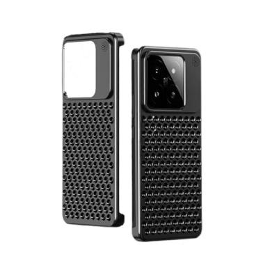 Imagem de SNIDII Capa de telefone de metal para Xiaomi 14 Pro - Amortecedor fino sem moldura de 3 mm com recurso de aromaterapia e proteção total (cinza)