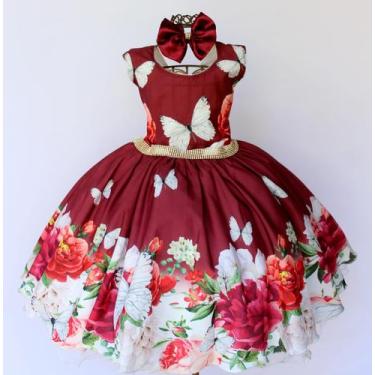 Imagem de Vestido Infantil Floral Festa Luxo E Tiara - Pingo De Gente Kids, 4, C