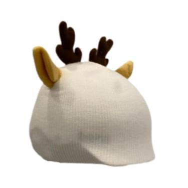 Imagem de simhoa Capa para capacete de esqui, gorro de tricô decorativo, acessório para capacete de snowboard e esqui, Orelhas de Rena Brancas