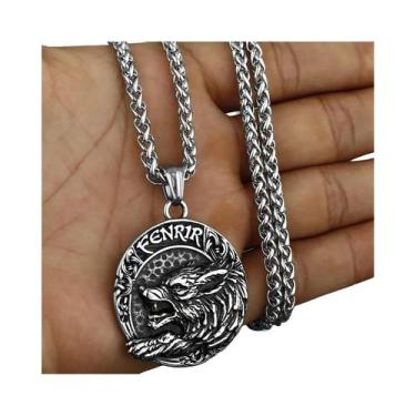 Imagem de Colar Com Pingente De Runa Do Lobo Fenrir Viking Vintage Para Homens, 
