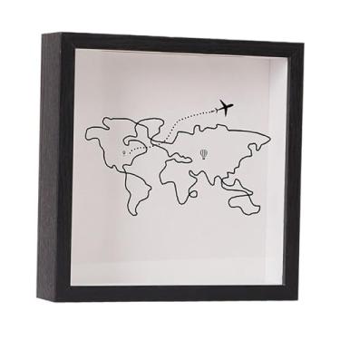 Imagem de KiBcsLic Moldura tipo caixa de sombra quadrada, versátil, para mesa ou parede, ideal para exibir cartões, selos e ingressos de shows, Preto 20x20cm