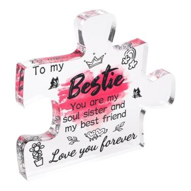Imagem de Para Minha Melhor Amiga Presentes, Melhor Amiga Acrílico Peça de Quebra-Cabeça Placa Recordação Alma Irmã Lembrança Letreiro Amizade Ornamento Decoração para Mulheres