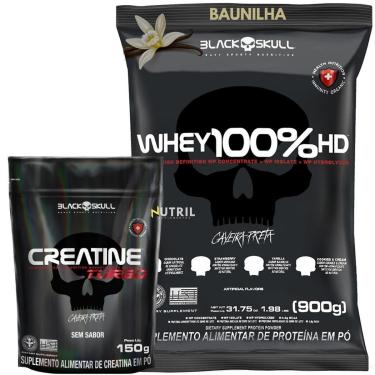 Imagem de Kit Whey Protein Refil 900g 100 HD Pure 3W Isolado Hidrolisado Concentrado Creatina Monohidrata 150g-Unissex