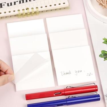 Imagem de 6 blocos de notas adesivas transparentes 7 x 7 cm, notas adesivas transparentes, à prova d'água, almofadas autoadesivas, fáceis de colocar para casa, escritório, caderno, 300 folhas