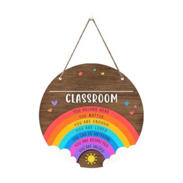 Imagem de Placa de boas-vindas de madeira, cabide de porta redondo feito à mão para decoração de casa - Placa suspensa de casa de fazenda para porta da frente (colorida)