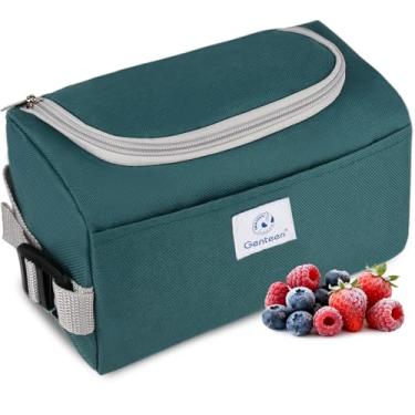 Imagem de Genteen Lancheira congelável, bolsa de lanche congelável construída com bolsas de gelo, bolsa térmica pequena, reutilizável, fecho de zíper com alça de fivela para viagem/escola/trabalho, verde