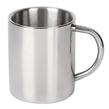 Imagem de Caneca de aço inoxidável de parede dupla, copo de 300 ml, para viagem, café, chá, leite, resistente, antiferrugem, isolamento térmico, alça ergonômica