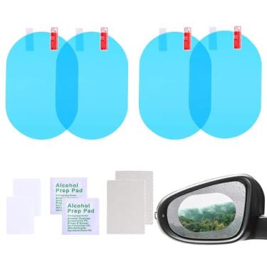 Imagem de 4 peças de película impermeável para janela de carro para chuva, película protetora de espelho retrovisor de carro, espelho de asa de filme à prova d'água transparente HD, antiembaçamento para janelas