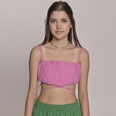 Imagem de Cropped Drapeado Juvenil Feminino Amofany Com Amarração, P