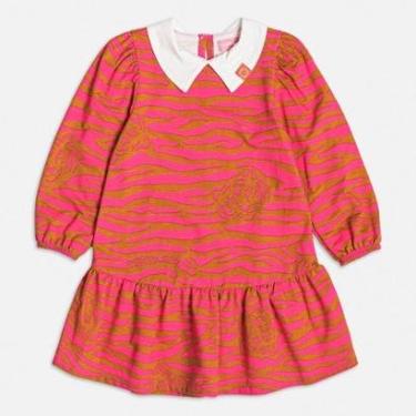 Imagem de Vestido Manga Longa Infantil Tigre Rosa Inverno Momi-Feminino
