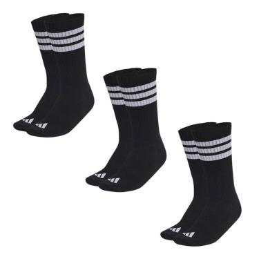 Imagem de Kit 3 Pares De Meias Adidas Cano Médio 3 Stripes Essentials Unissex