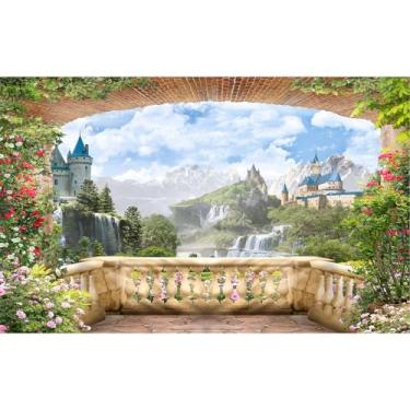 Imagem de Cenário de castelo de fantasia, paisagens naturais, paisagens, paisagens, paisagens, paisagens, paisagens, paisagens, cenários com varanda e vista para varanda, retrato, foto, aniversário, festa