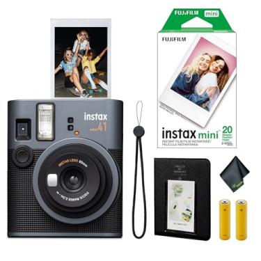 Imagem de FujiFilm Pacote de câmera instantânea Instax Mini 41 com Fuji Instax-Instant-Mini Pacote econômico (20 folhas) + álbum de fotos – 64 bolsos + pano de limpeza de microfibra