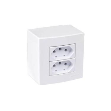 Imagem de Caixa Sobrepor 75X75 Tomada Dupla Margirius Sleek 2P+T 10A