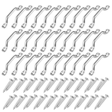 Imagem de MAQUITA 30 peças de montagem de aço inoxidável de 4,6 cm, alça superior Bimini, olho de almofada, laço de lacaio para caiaque, barco, velas de sombra penduradas, equipamento de canoa, sem ferrugem