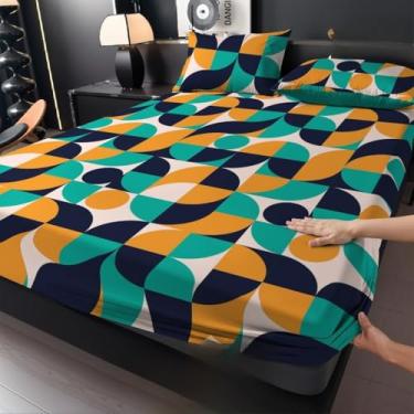 Imagem de Jogo de Lençol Listras Preto e Branco 3 Peças Percal Estampado Solteiro/Casal/Queen(Contemporâneo,Queen 03 Peças)