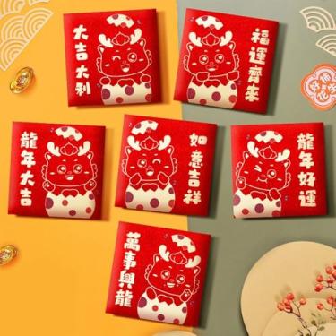 Imagem de Saco de dinheiro tradicional da sorte de bolso vermelho envelope vermelho padrão dragão chinês sacos de dinheiro festa celebração (1)