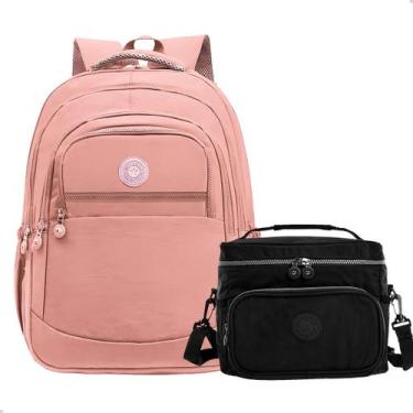 Imagem de Mochila Escolar Trabalho Feminina Grande + Bolsa Térmica Pratica Leve 